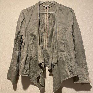 Marks & Spencer 100% Linen Flowing Cardigan‎ UK 16 Asymmetrical Gray